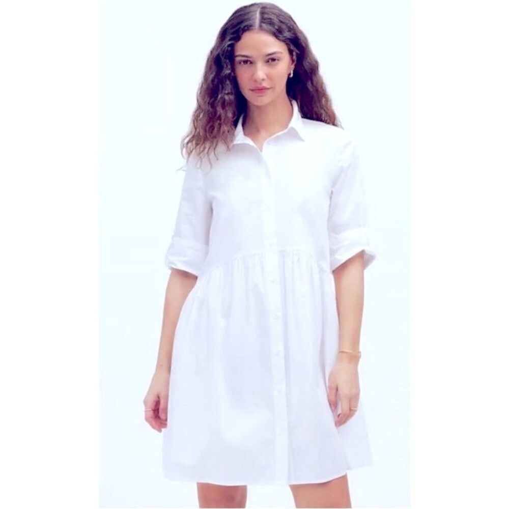 NWT Madewell Depeche Mini White Button-Up Dress Small